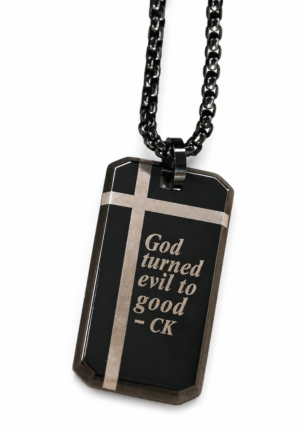 Bold Cross Pendant Necklace (Black)
