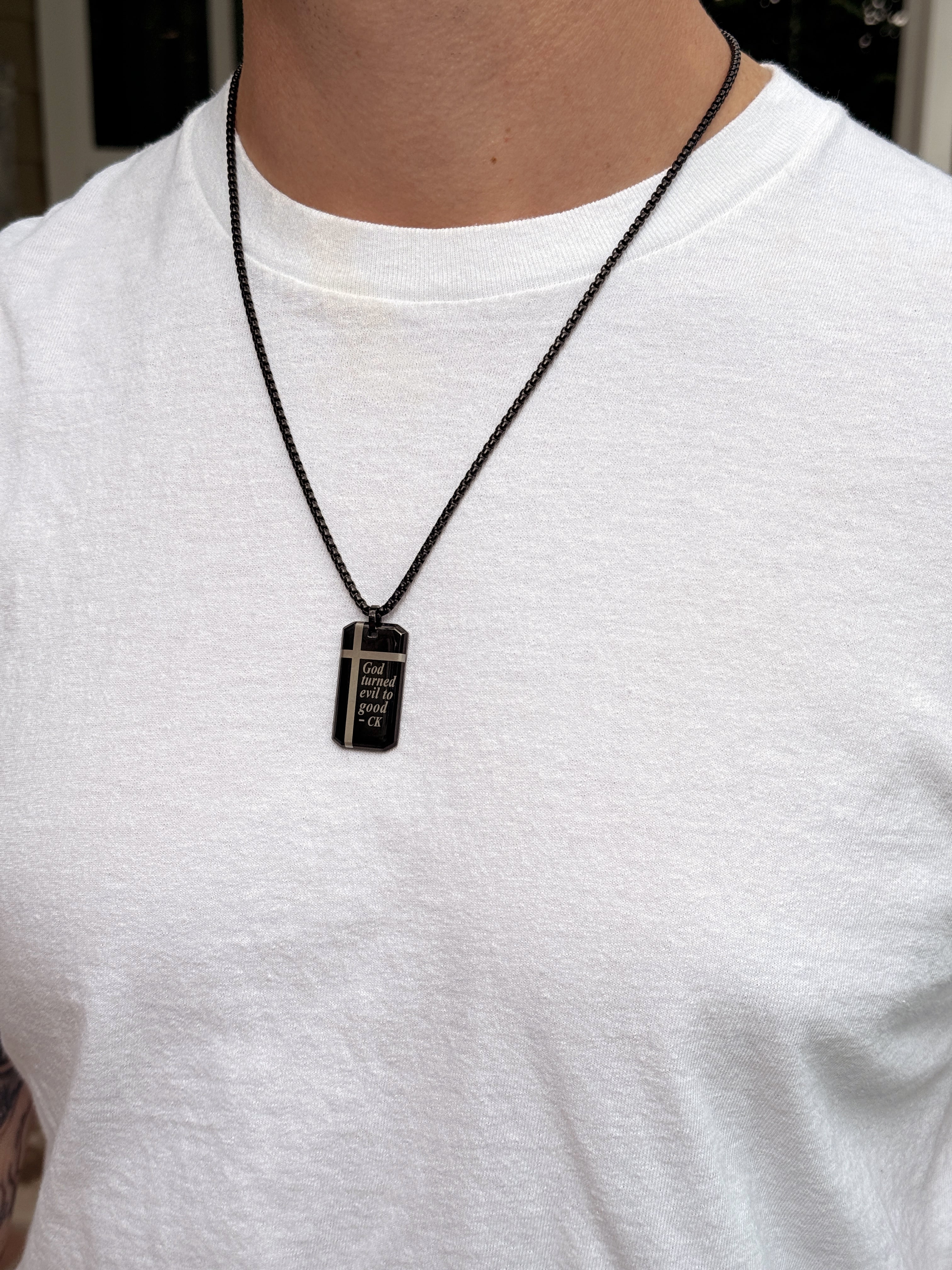 Bold Cross Pendant Necklace (Black)