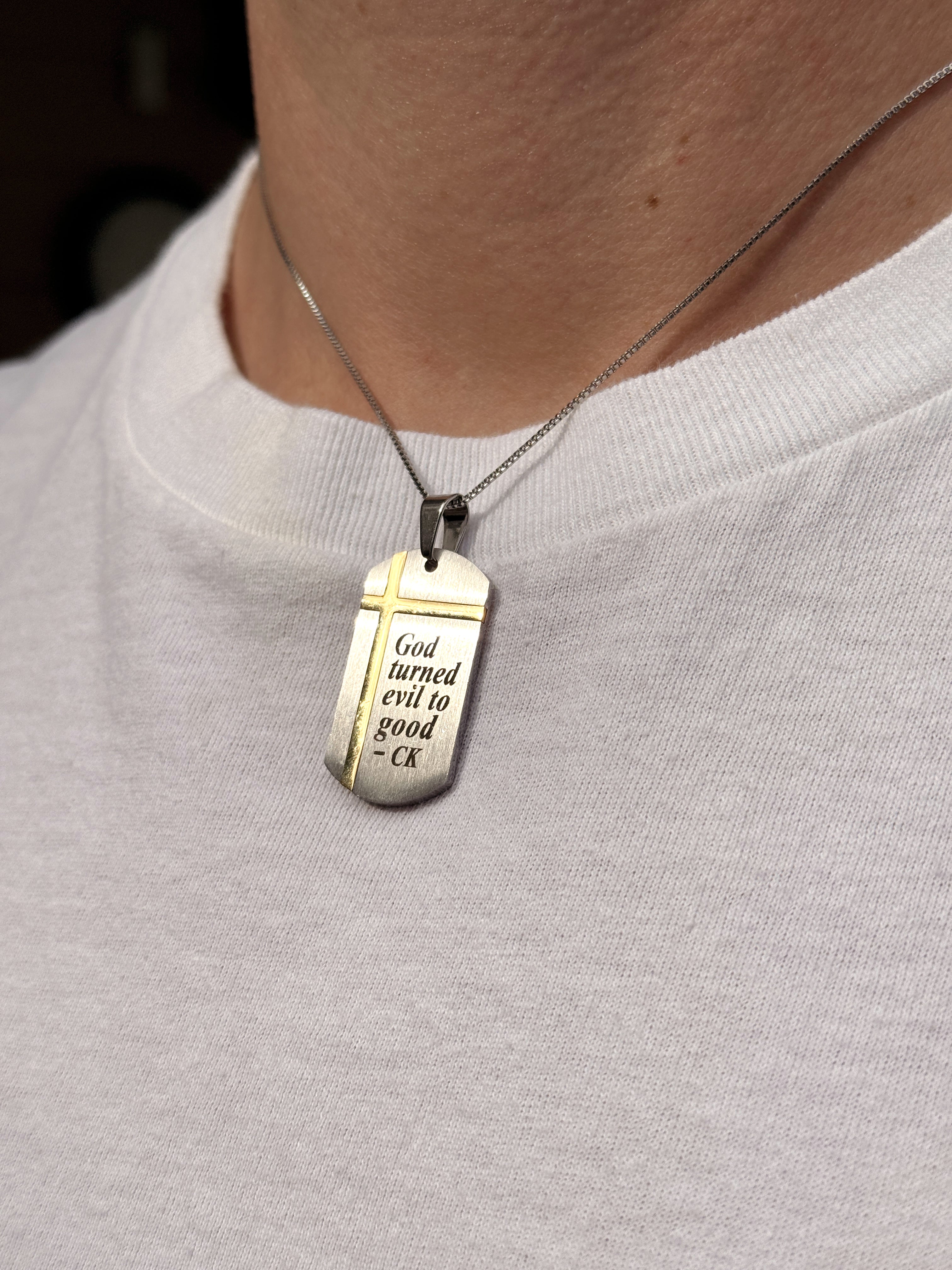 Cross Inlay Silver Pendant Necklace