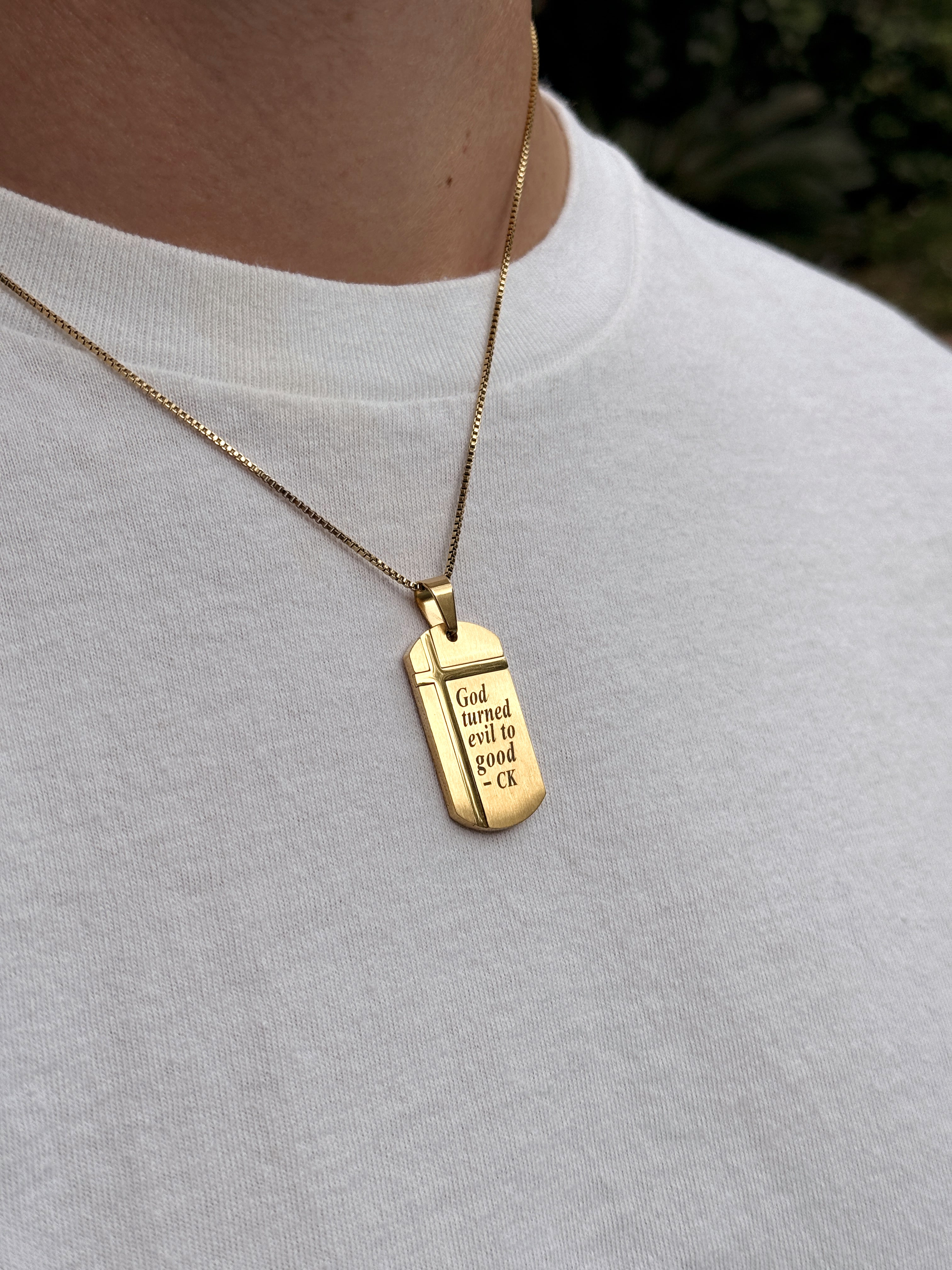 Cross Inlay Gold Pendant Necklace