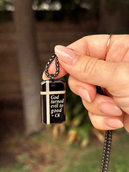 Bold Cross Pendant Necklace (Black)