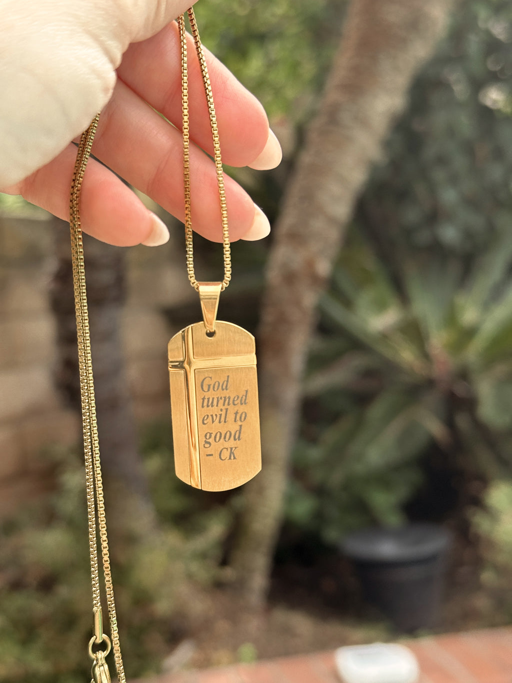 Cross Inlay Gold Pendant Necklace