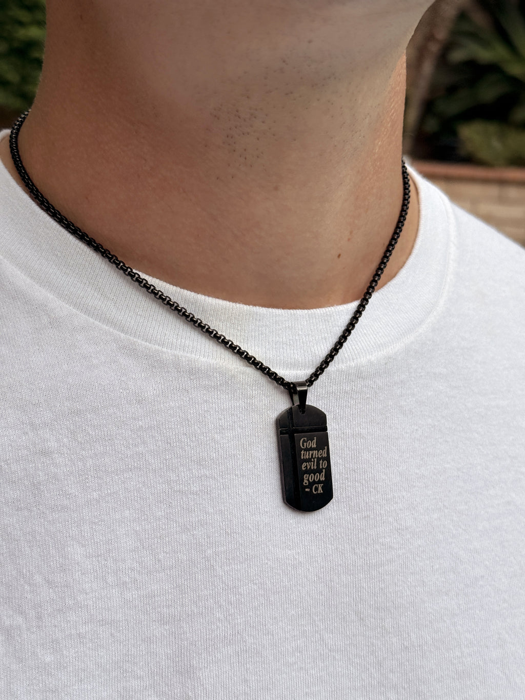 Cross Inlay Black Pendant Necklace