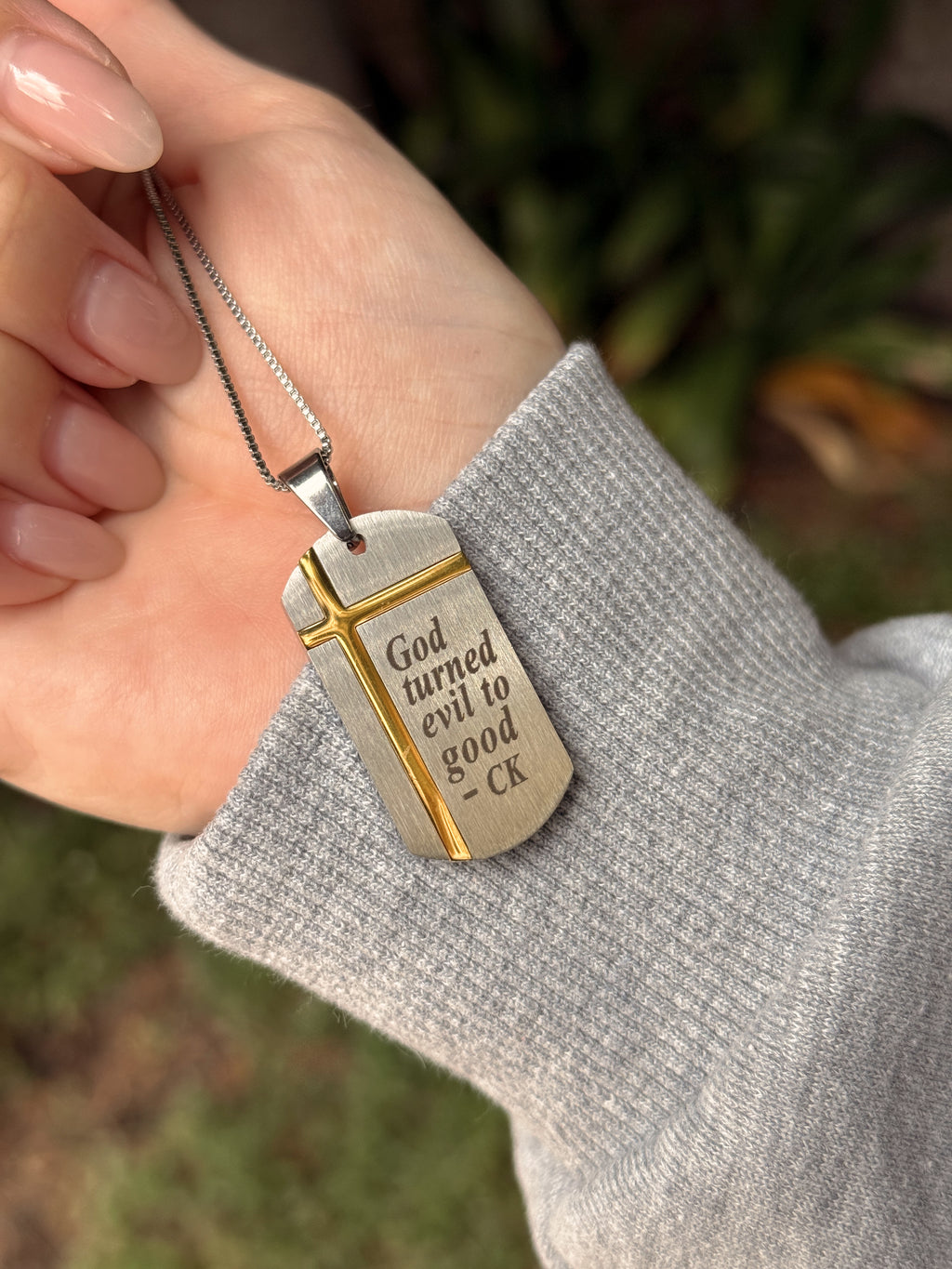 Cross Inlay Silver Pendant Necklace