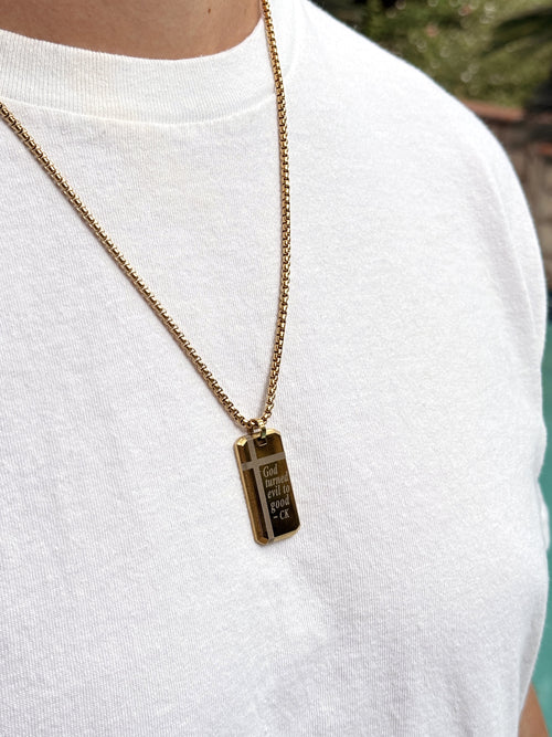 Bold Cross Pendant Necklace (Gold)