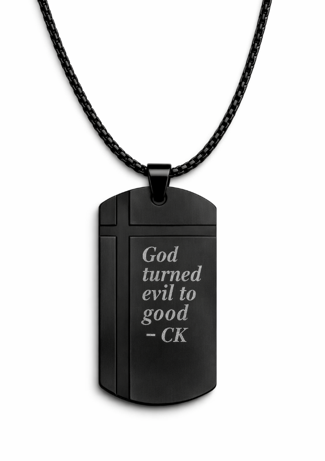 Cross Inlay Black Pendant Necklace