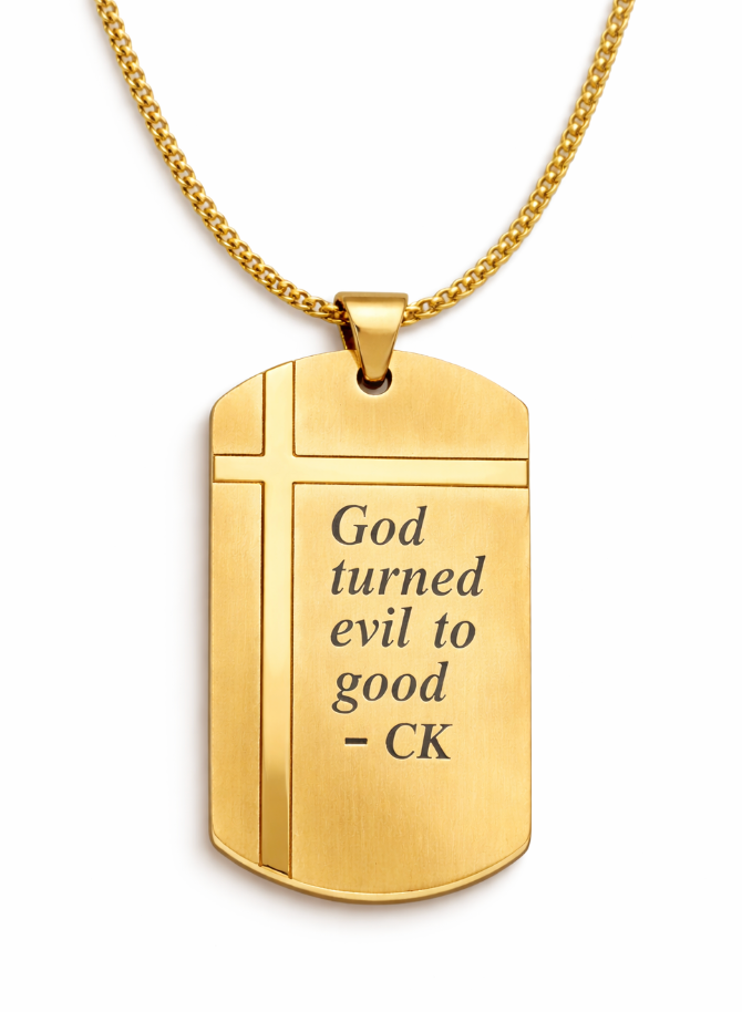 Cross Inlay Gold Pendant Necklace